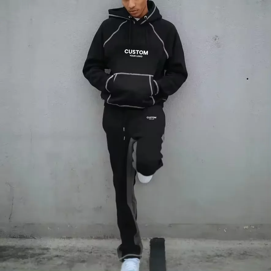 Design Stitching Tracksuit Training Wear Hip Pop Style Printing Nylon Jogging Suits Custom Tracksuit For Men