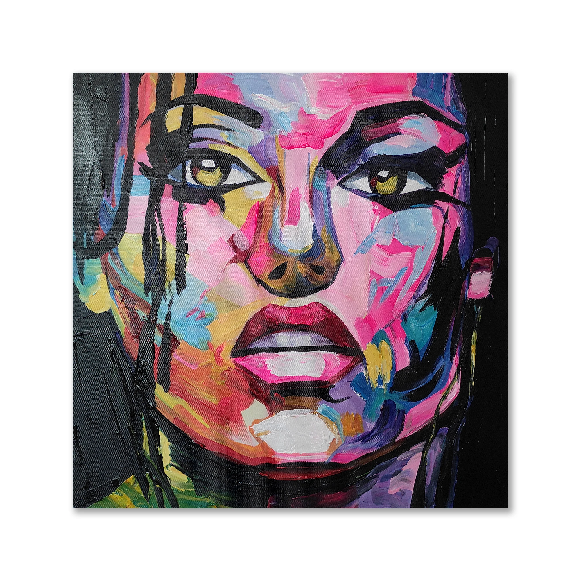 2023 Pop art colorful abstract figure handmade oil painting painting color with brush and frame home decoration