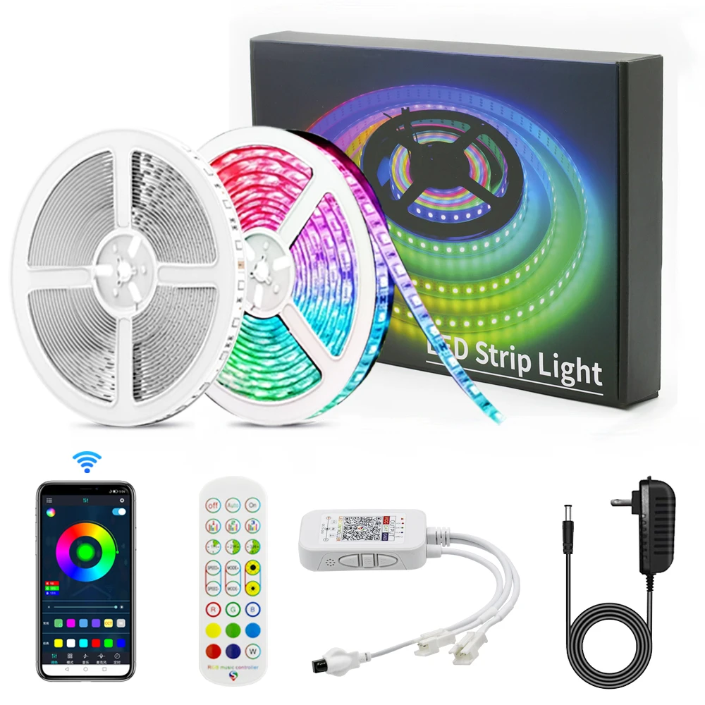 Светодиодная лента RGB музыкальная синхронизация изменение цвета Bluetooth светодиодные фонари с пультом управления интеллектуальным приложением для спальни