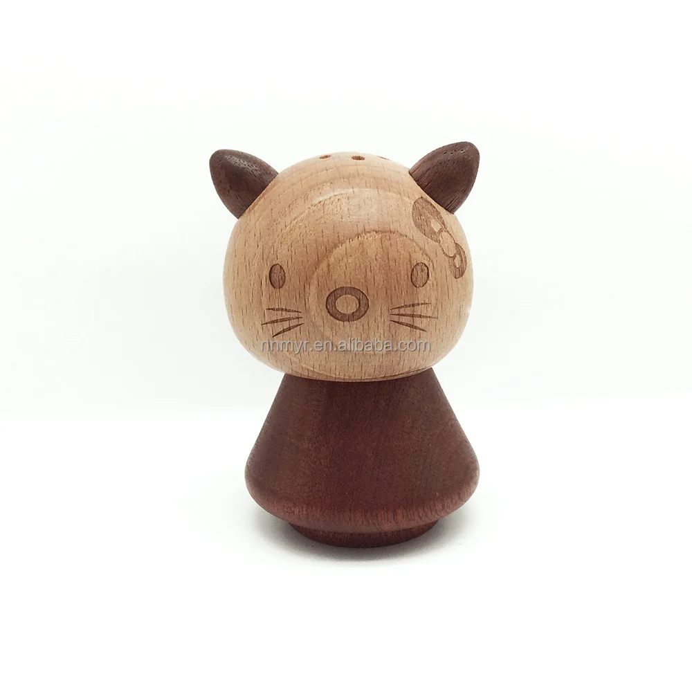 2024 Creative Novel Mushroom Shape Black Walnut Solid Beech Wood Storage Box Toothpick Holder