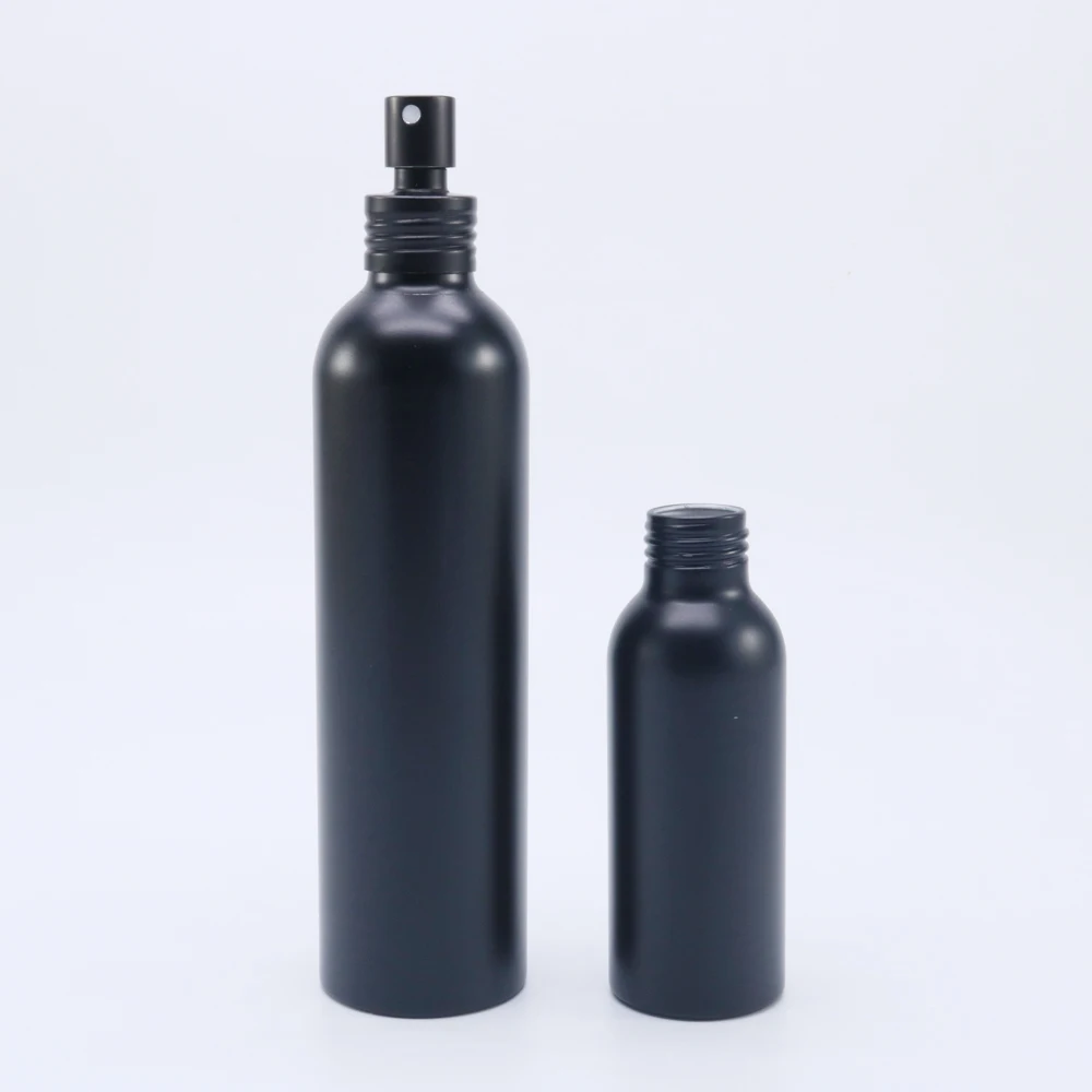 Matte Black Aluminum Spray Bottle 100ml 250ml 300ml Essential Oil with Treatment Pump