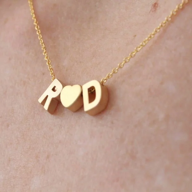 MECYLIFE Couples Heart Initial Necklace Two Letter Silver Monogram Gold Letter Jewelry Dainty Necklaces