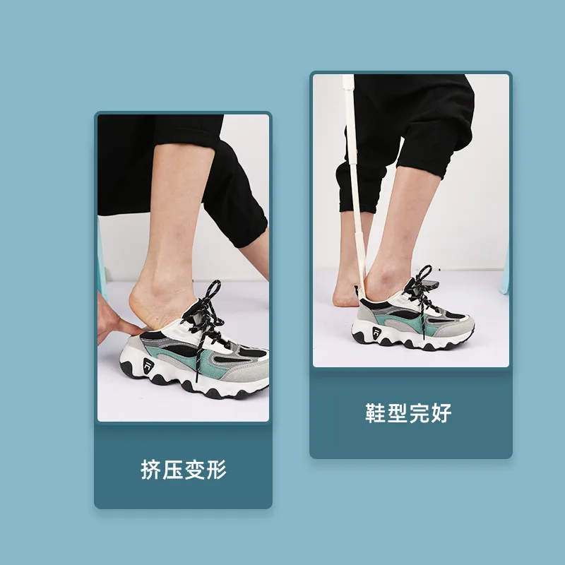 White Simple Three Speed Adjustable Telescopic Shoehorn Can Be Hung And Stored For Pregnant Women Without Squatting Shoehorn