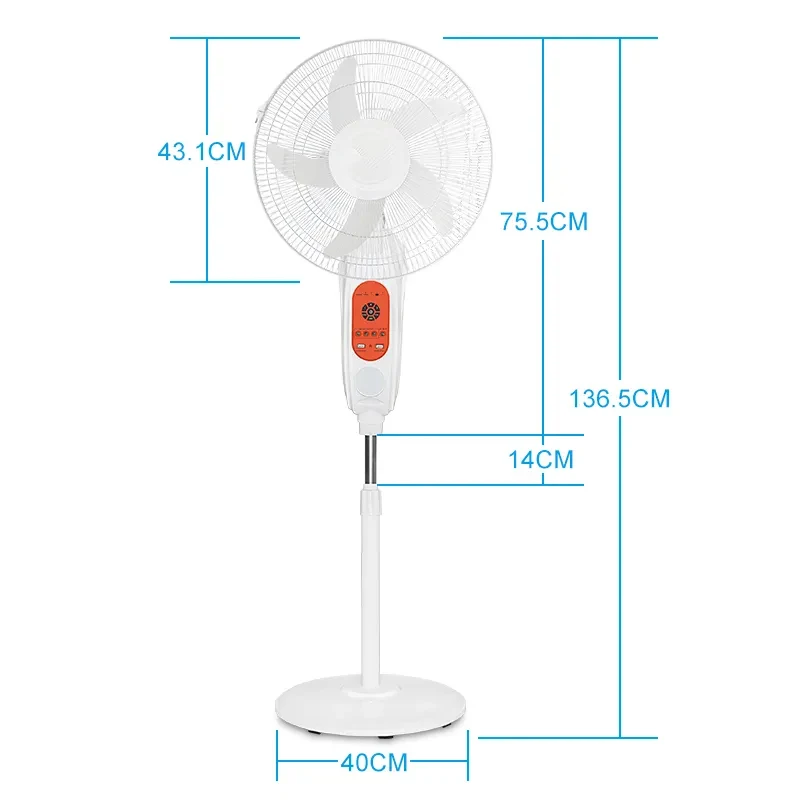 Multifunctional Home 16 18 inch  5 Blades Solar Panel Rechargeable Battery Cooling Fan AC DC Stand Solar Fan