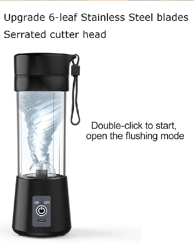 150w 380ml Electric Usb Rechargeable Home Portable Blender 6-blade Portable Juicer With Cup Multifunctional 6s Plastic Mixer Oem