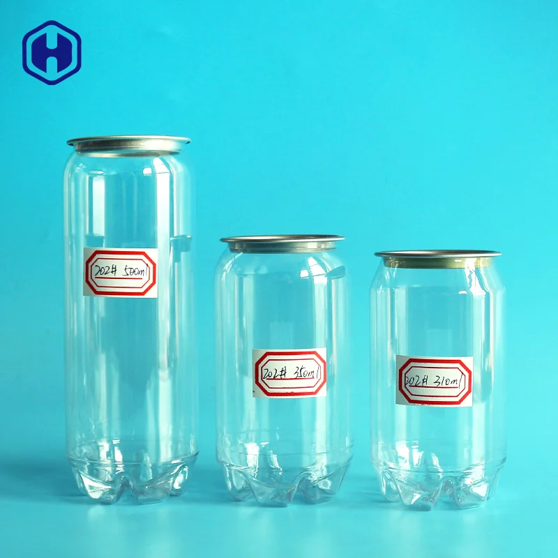BPA Free 310ml 500ml Bulk Clear Custom Transparent Juice Coffee Beverage Soda Soft Energy Drink Empty PET Plastic Can
