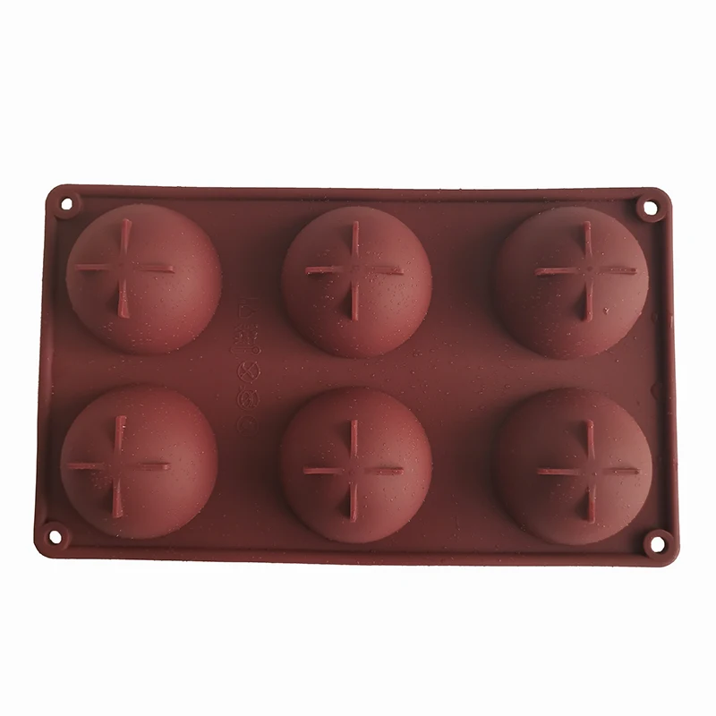 Amazon Hot Sale Semicircle 6 Holes Rubber Wholesale 3d Ice Cream Baking Cake Mousse Dome Jelly Hot Chocolate Bomb Silicone Mold