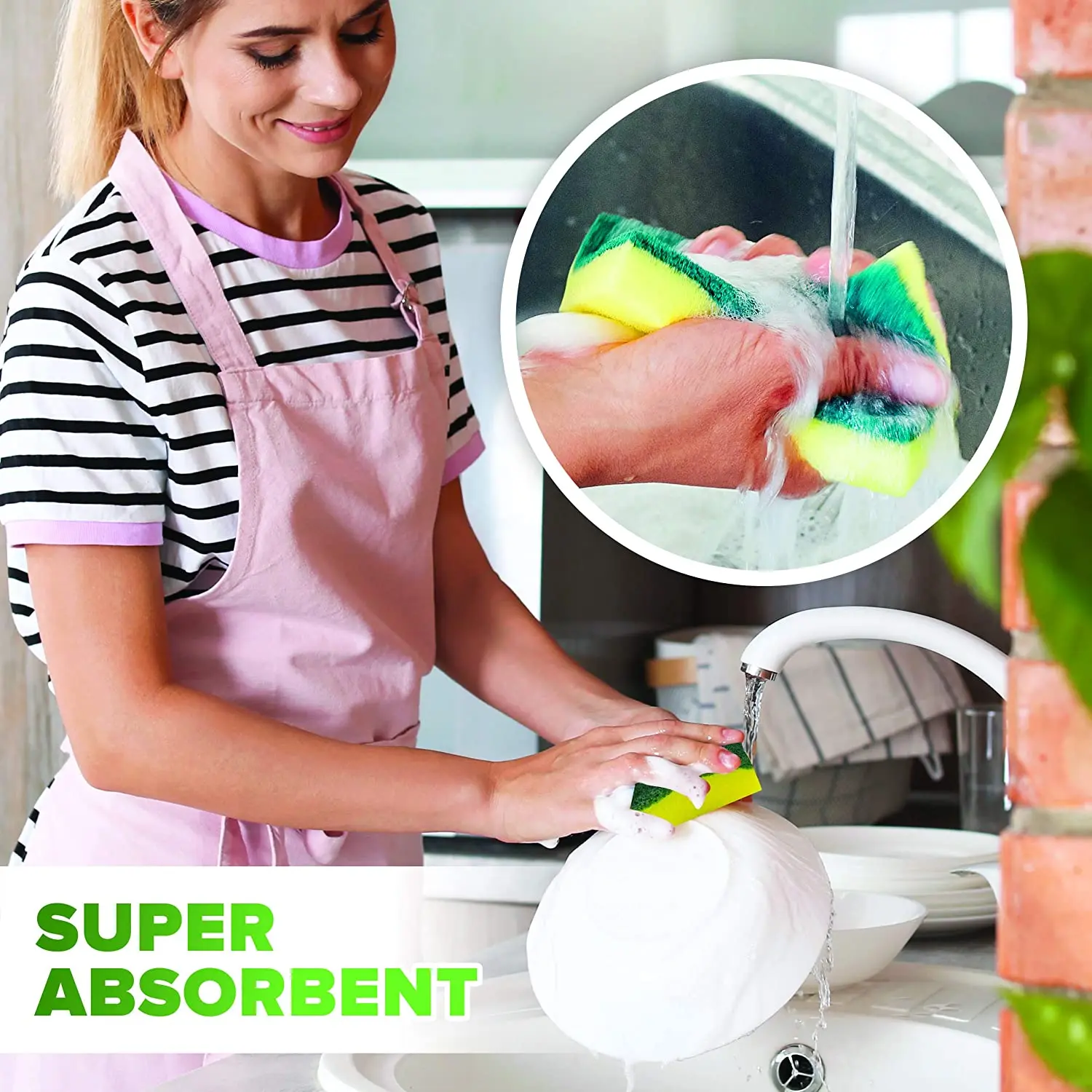 
Heavy Duty Scrub Sponges by SCRUBIT Kitchen Dish, Sink and Bathroom Cleaning Scrubber Sponge - with Non-Scratch Scouring Pad 