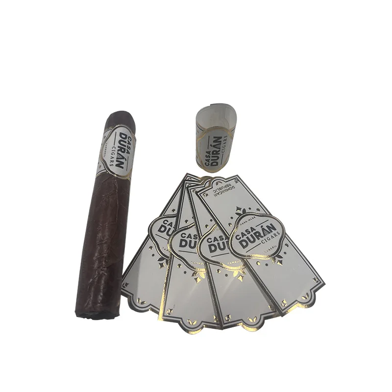 Custom Embossed Logo Cigar Band Label Stickers,Luxury Textured Gold Foil Hot Stamping Varnishing Packaging Labels Printing