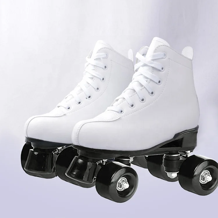 Soft Pu leather flashing wheel double row skates adult children skating shoes designs