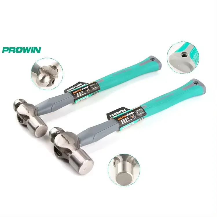 PROWIN Professional Drop-forged Carbon Steel 16oz/24oz Ball Pein Hammer With Fiberglass Handle Round Head Hammer