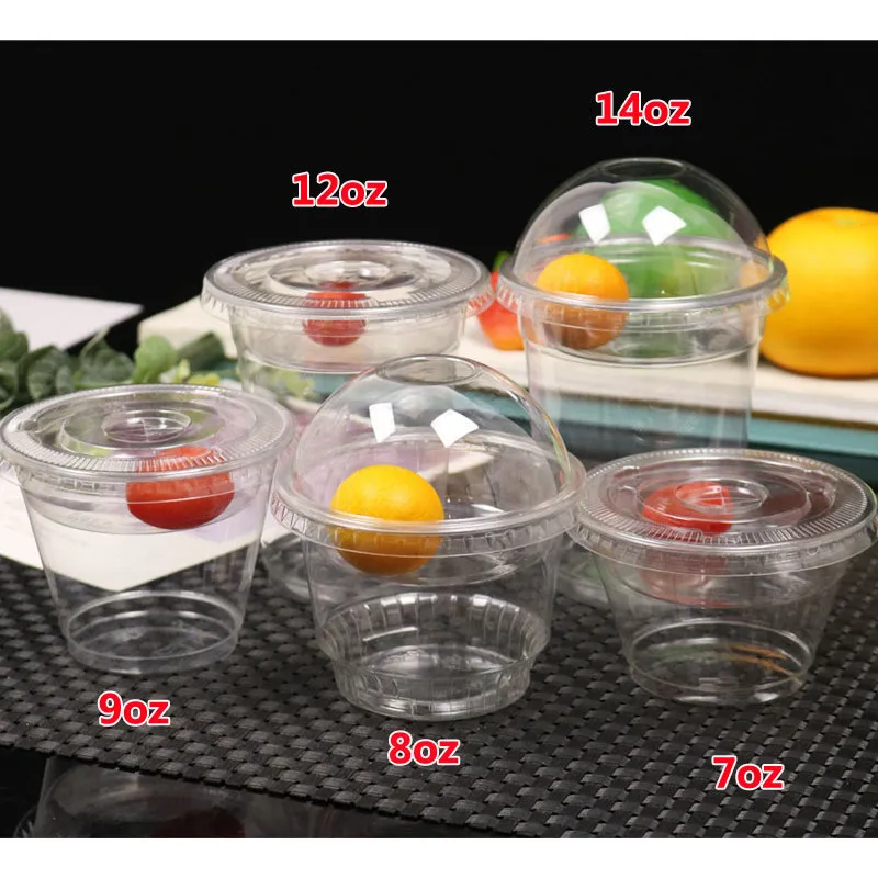 1000PCS Disposable Double Layer Yogurt Cup with Lid Transparent Pet Plastic Cup Cold Drink