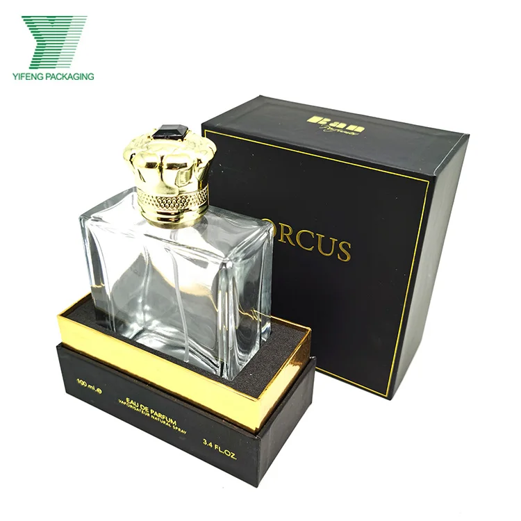 Luxury Custom Gold Embossed Logo Dubai  Hand Made Rigid Cardboard Packaging Black Soft Touch Cosmetic Packing Perfume Gift Box