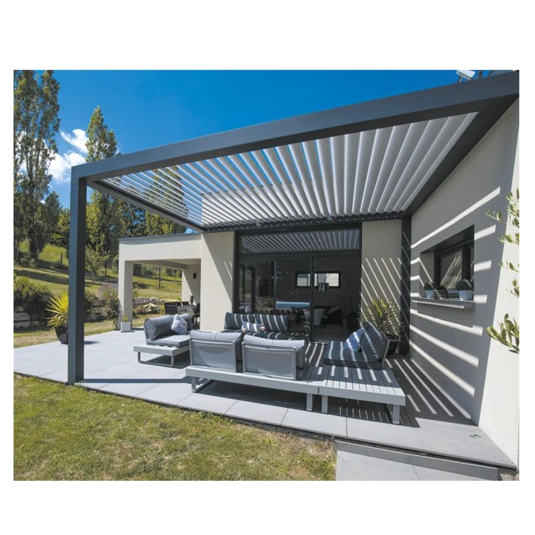 France style Aluminum Outdoor living Pergola with louvers roof system