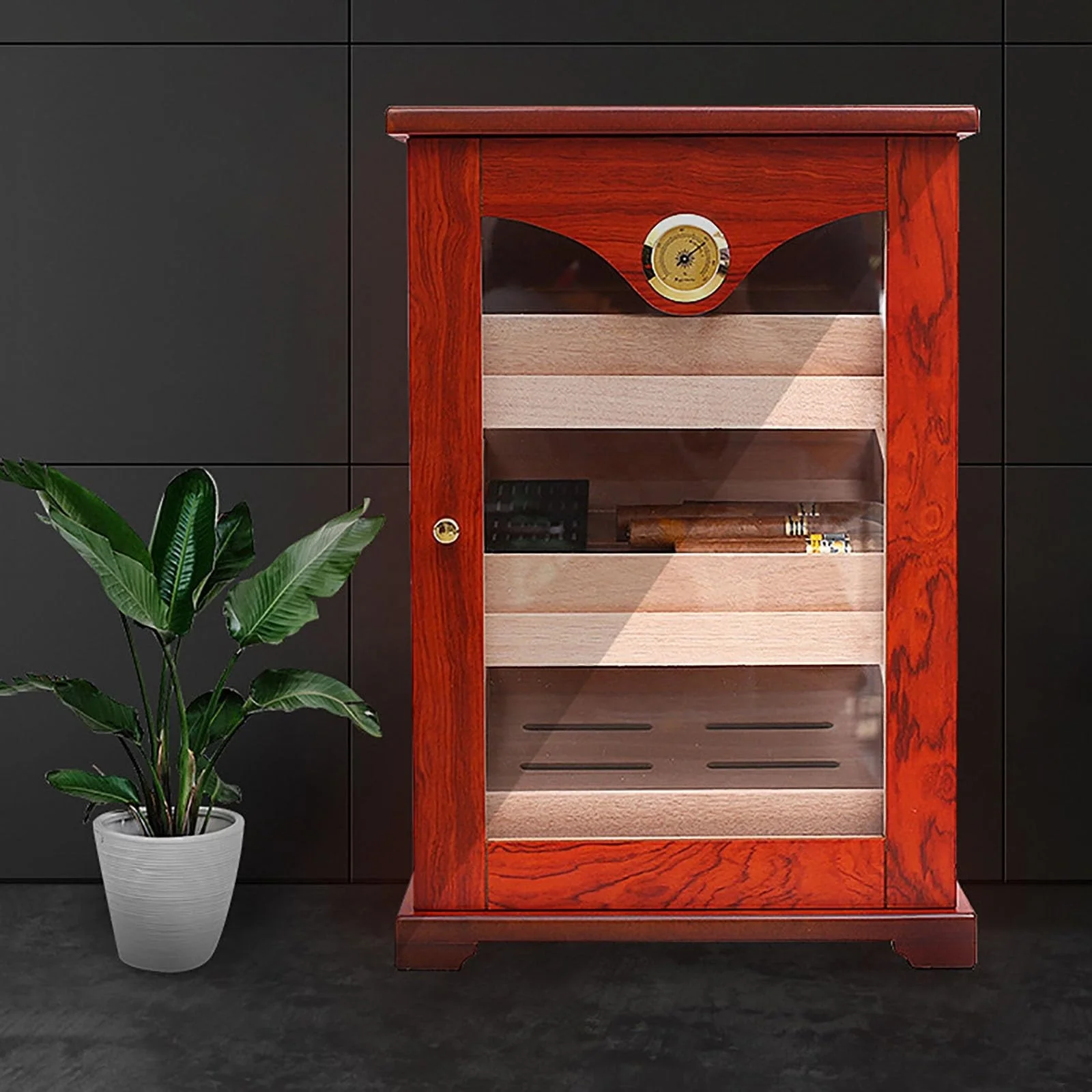 Custom 3 layers Humiodr Cabinet Luxury Natural Cedar Wood Cigar Storage Box Cigar Humidifier Hygrometer Cigar Humidor Cabinet