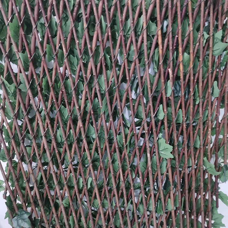 Artificial Plants Fence Green Artificial Wall Plant Panel Fire Retardant Anti UV Outdoor Artificial Willow Fence Back