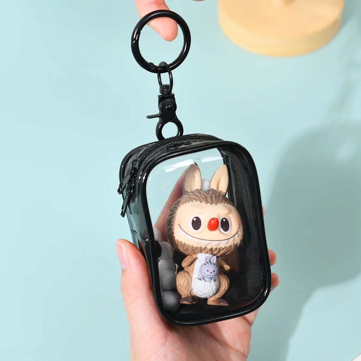 Transparent PVC Doll Display Storage Bag for Mobile Phone Chargers and Headphones Makeup Bag Figure