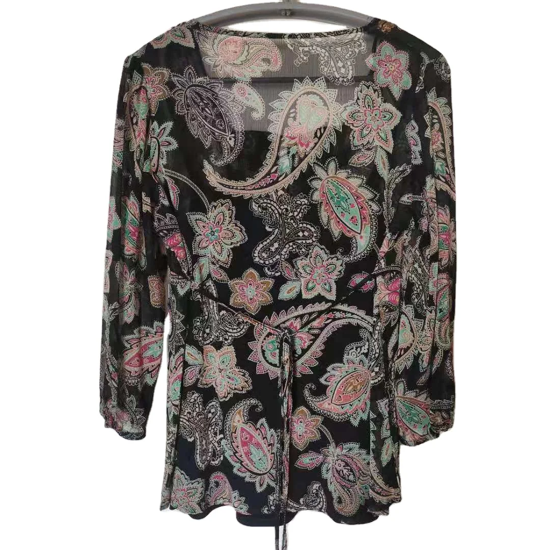 Sequin geometric abstract light cooked Quarter Length Long Sleeve Shirt