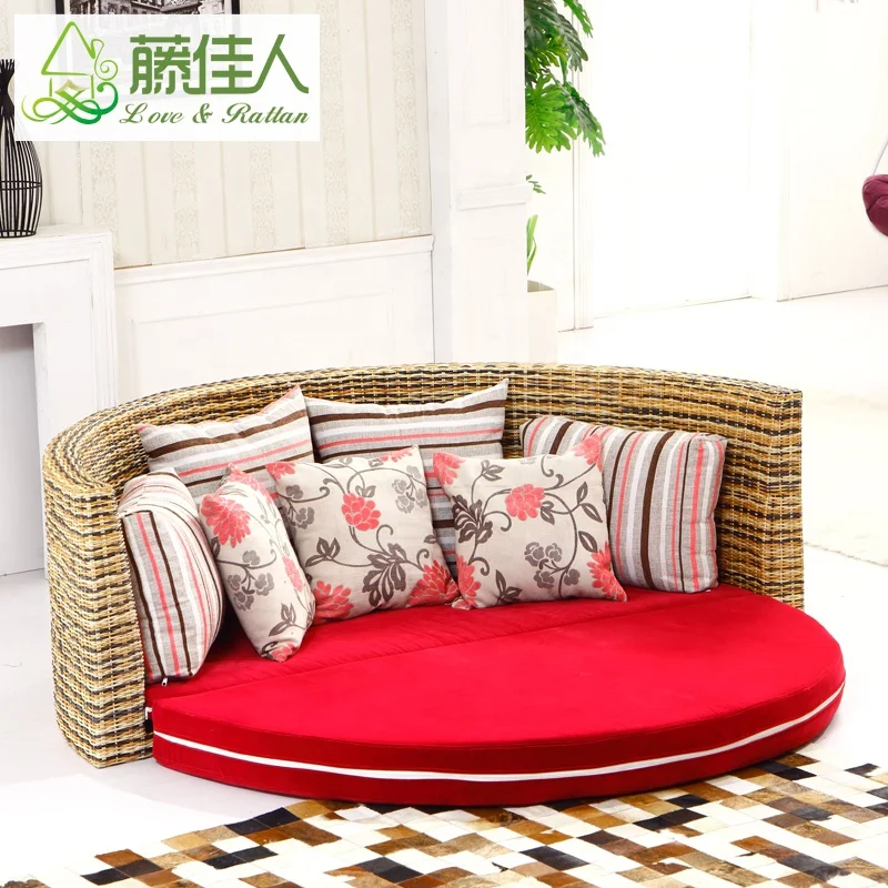 High Quality New Design Rattan Wicker Round sofa bed