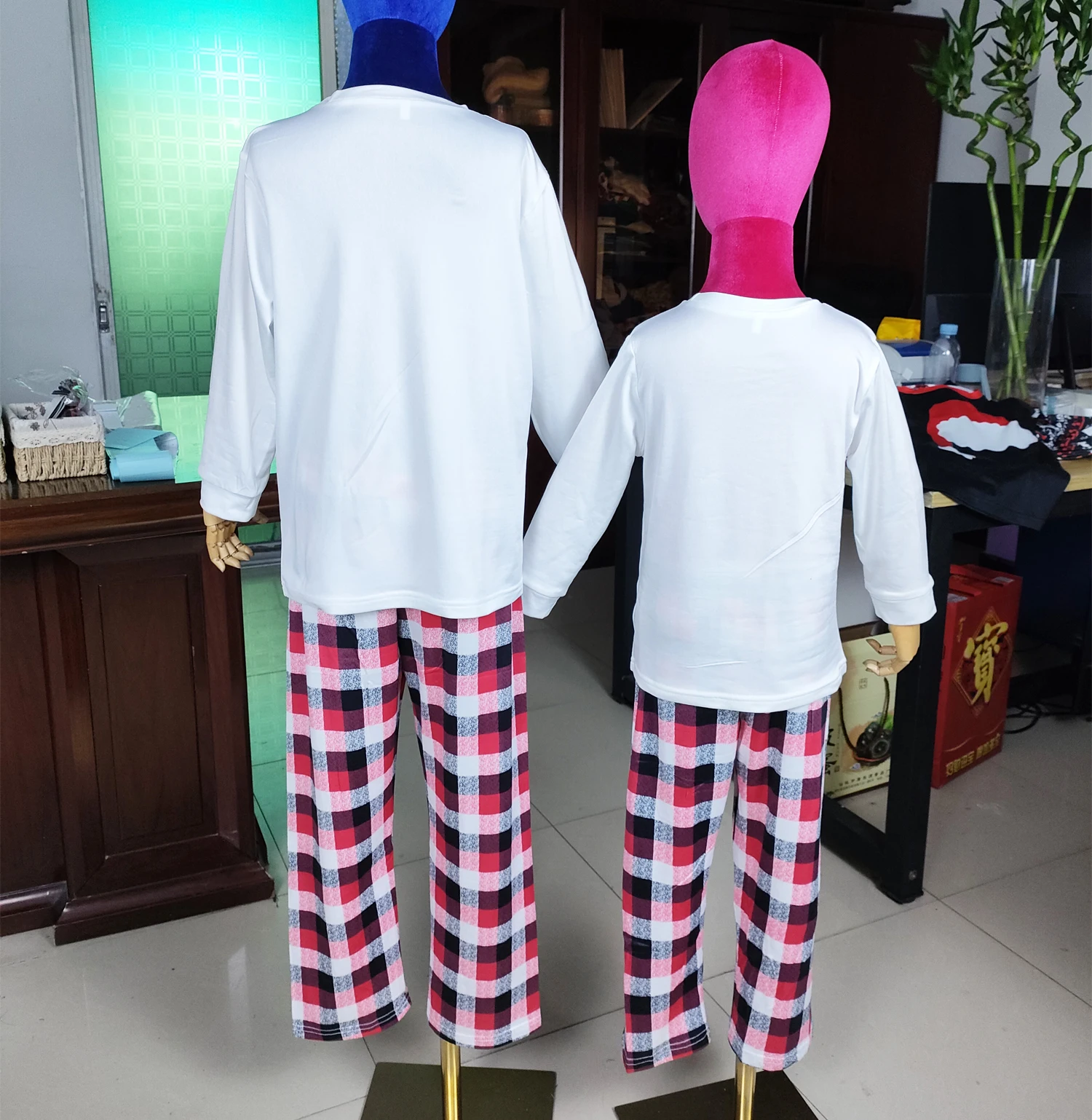 New Christmas Elk Printed Parent-child Long Sleeve Pajamas Knitted Cotton Homewear Pajamas Set A large number of stocks