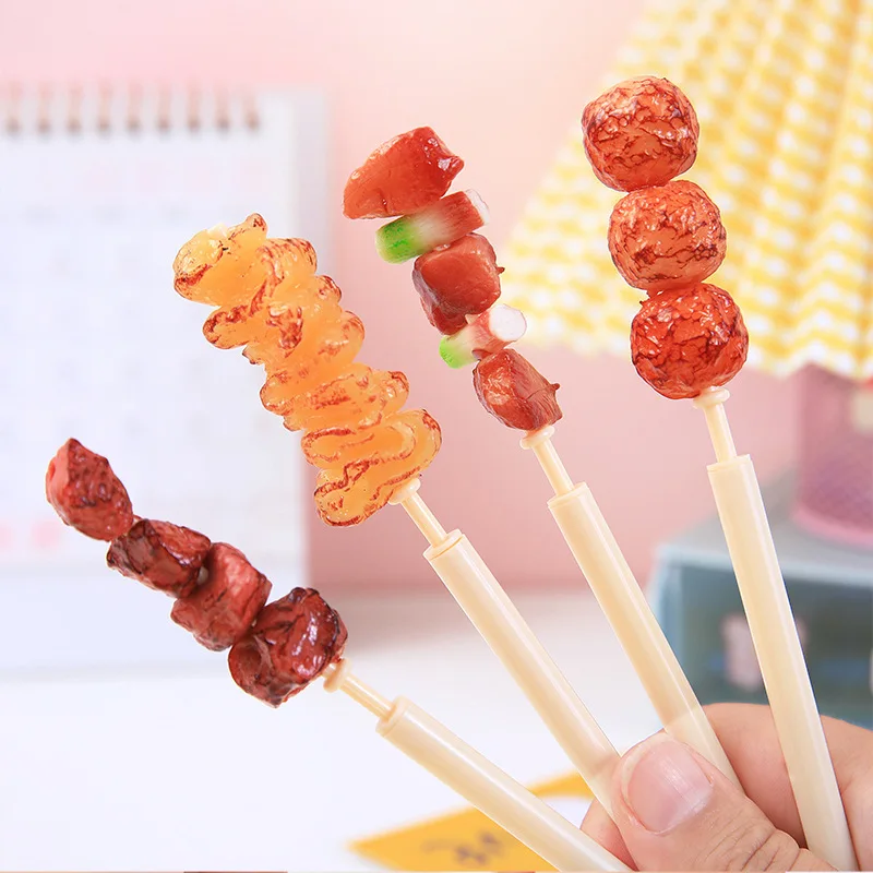 High Quality Personalized Cute Interesting Stationery Plastic Ballpoint Pen 0.7mm Simulation Skewer Barbecue Gift Ballpoint Pen