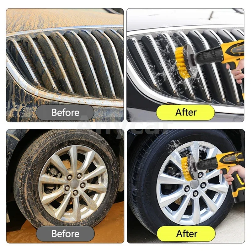 18Pcs Blue Car Drill Cleaning Brush Set Brush Attachments Set Scrub Pads Sponge Power Scrubber Brush with Extend Long Attachment