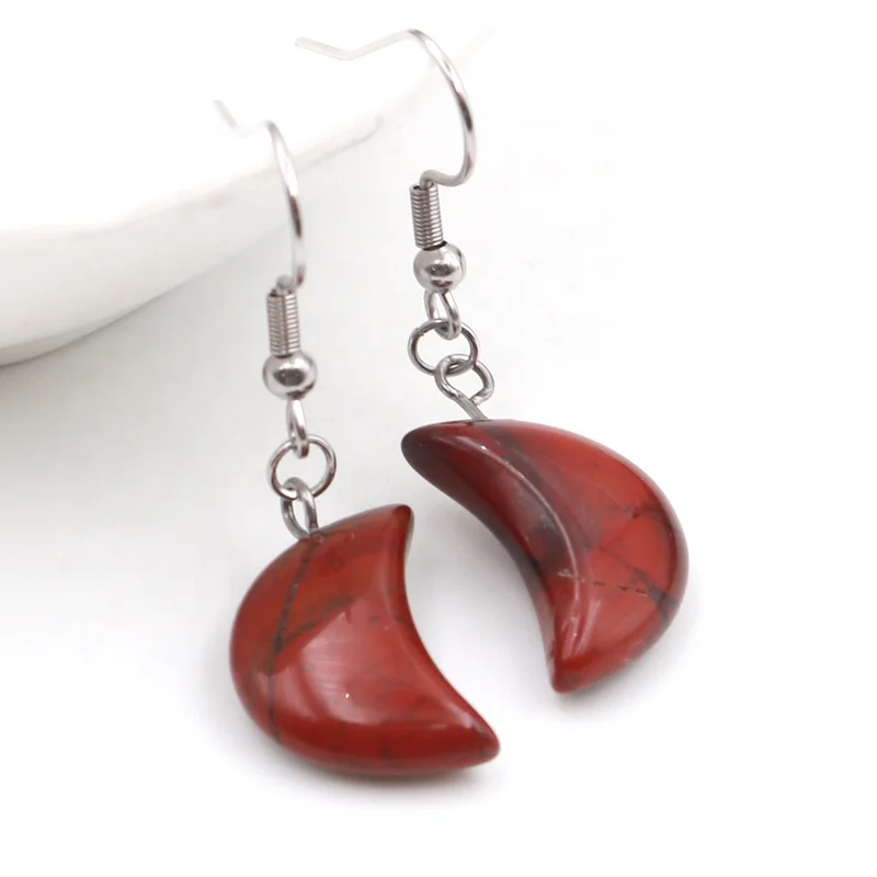 Fashion Jewelry Earrings Gem Stone Pendant Natural Crystal moon Star Earrings Hoop for Weman