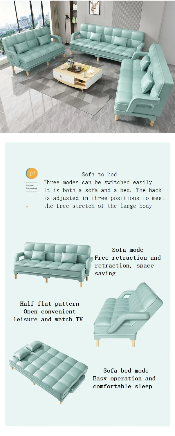 Bedroom rental room fabric sofa small family living room multi-function folding sofa bed