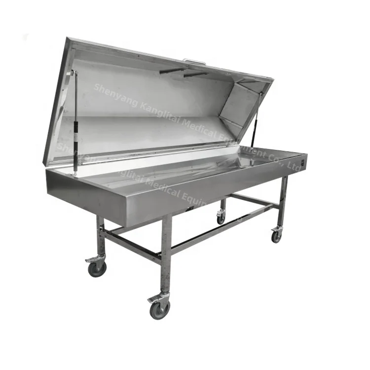 Stainless Steel Corpse Cart Mortuary Covered Trolley