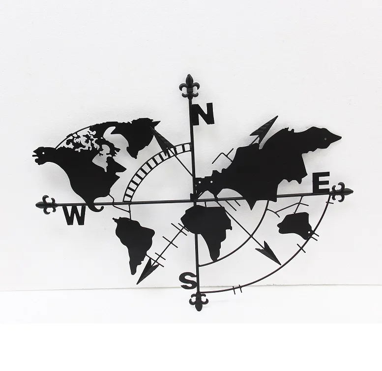 FUHUA Metal World Map Metal Weltkarte 3D Wall Silhouette Metal Wall Decor Home Office Decoration