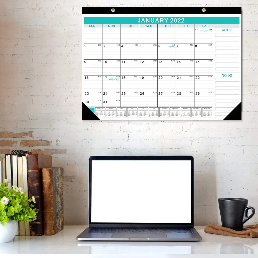 USA Holiday 365 Countdown Schedule Black Simple English Calendar