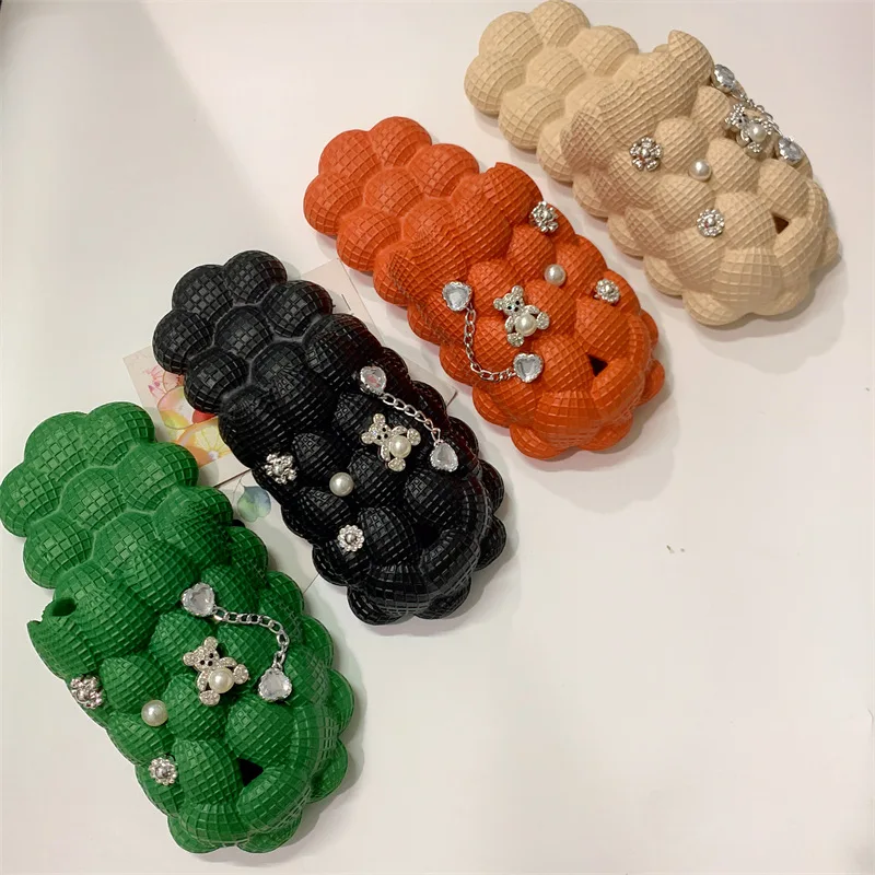 2022 hot Net red lychee diy silver bear accessories peanut shoes cave side slipper shoes wholesale