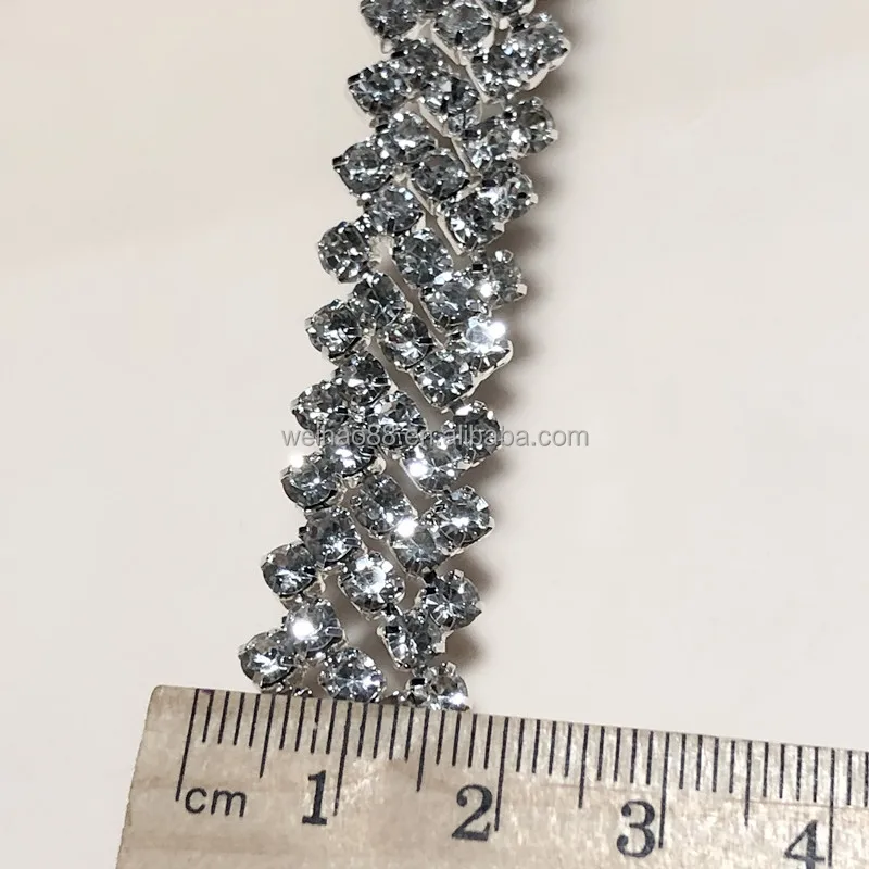 Silver color crystal chains wedding bridal sash belt trimmings for dresses  Jewelry crystal lace tape for garment and bag.