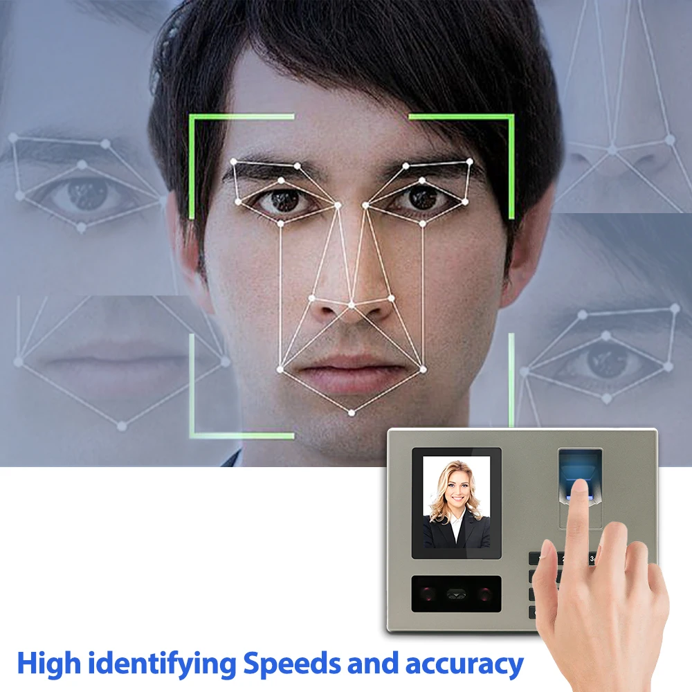 Face and fingerprint time and attendance machines can hang or swing real voice alerts Employee Attendance Machine Time Recorder