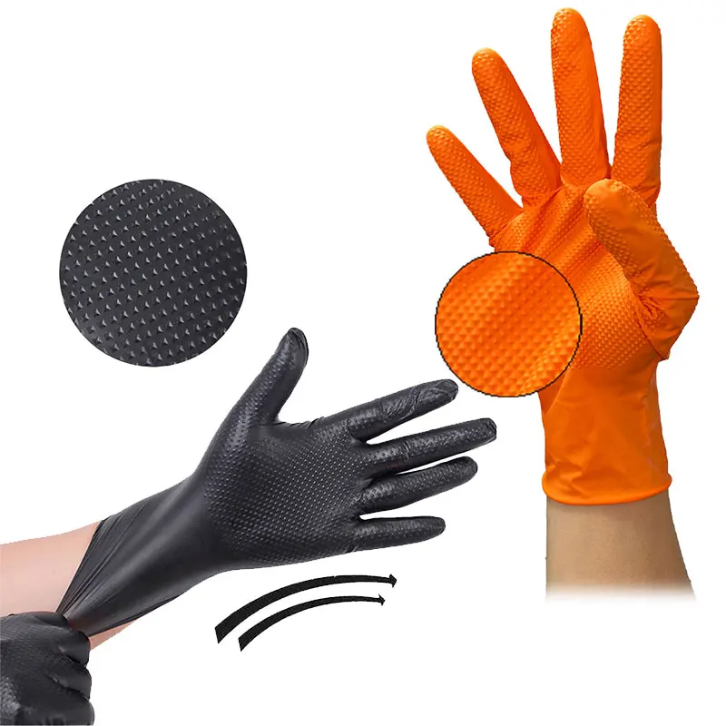 Biodegradable Safe 5 6mil 8mil Black Pure China Diamond Pattern Waterproof Comfortable Car Repair Thickened Gloves