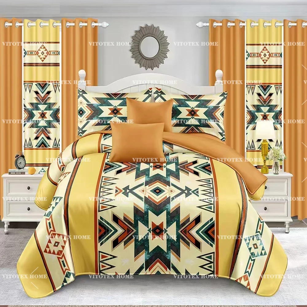 China Factory bedding sets with matching curtains curtains sets 8 piece bedding bedspread set and king size for all season