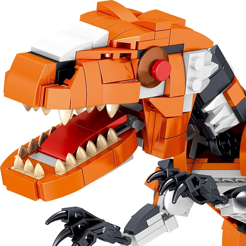 3 in 1 Kids Educational Diy Plastic Jurassic Dinosaur Brick Toys Deformed Sharks and Tigers Building Block Set