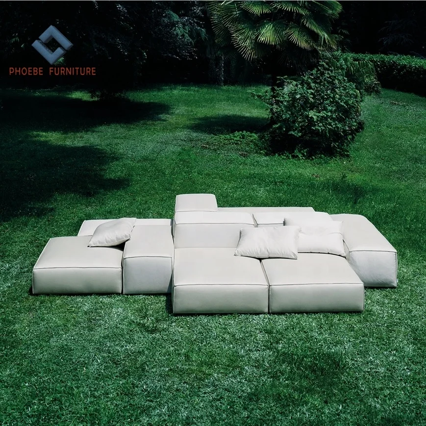 Free combination luxury full grain  leather modular sectional modern  living room sofa set couch furniture