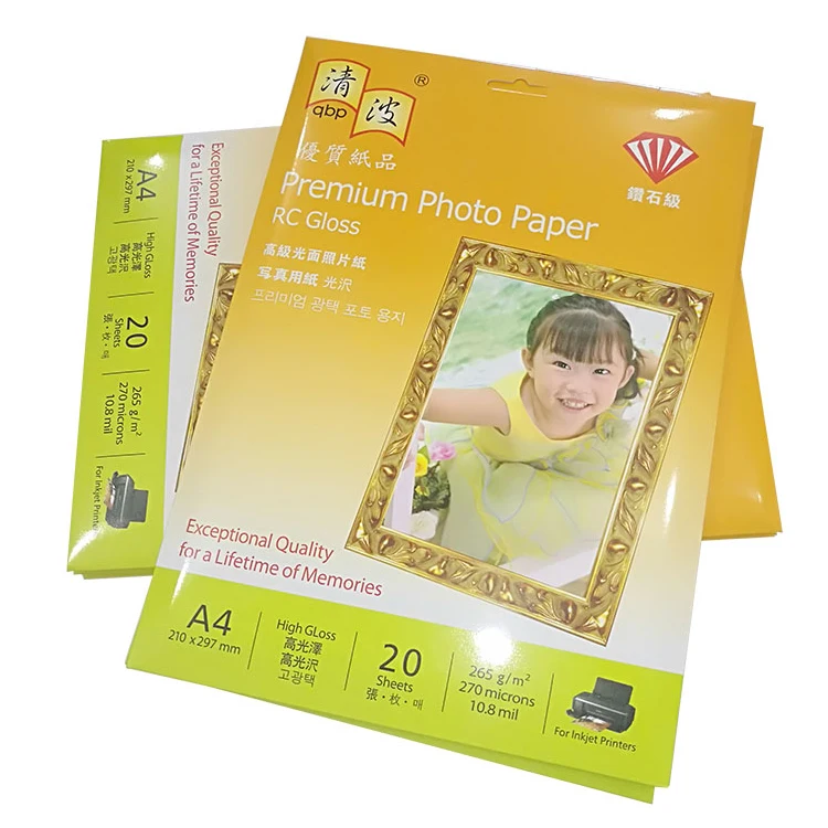 Premium Photo Paper fast dry A4 260gsm RC waterproof Silky RC Micro-porous Woven inkjet printing Photo Paper 5760dpi