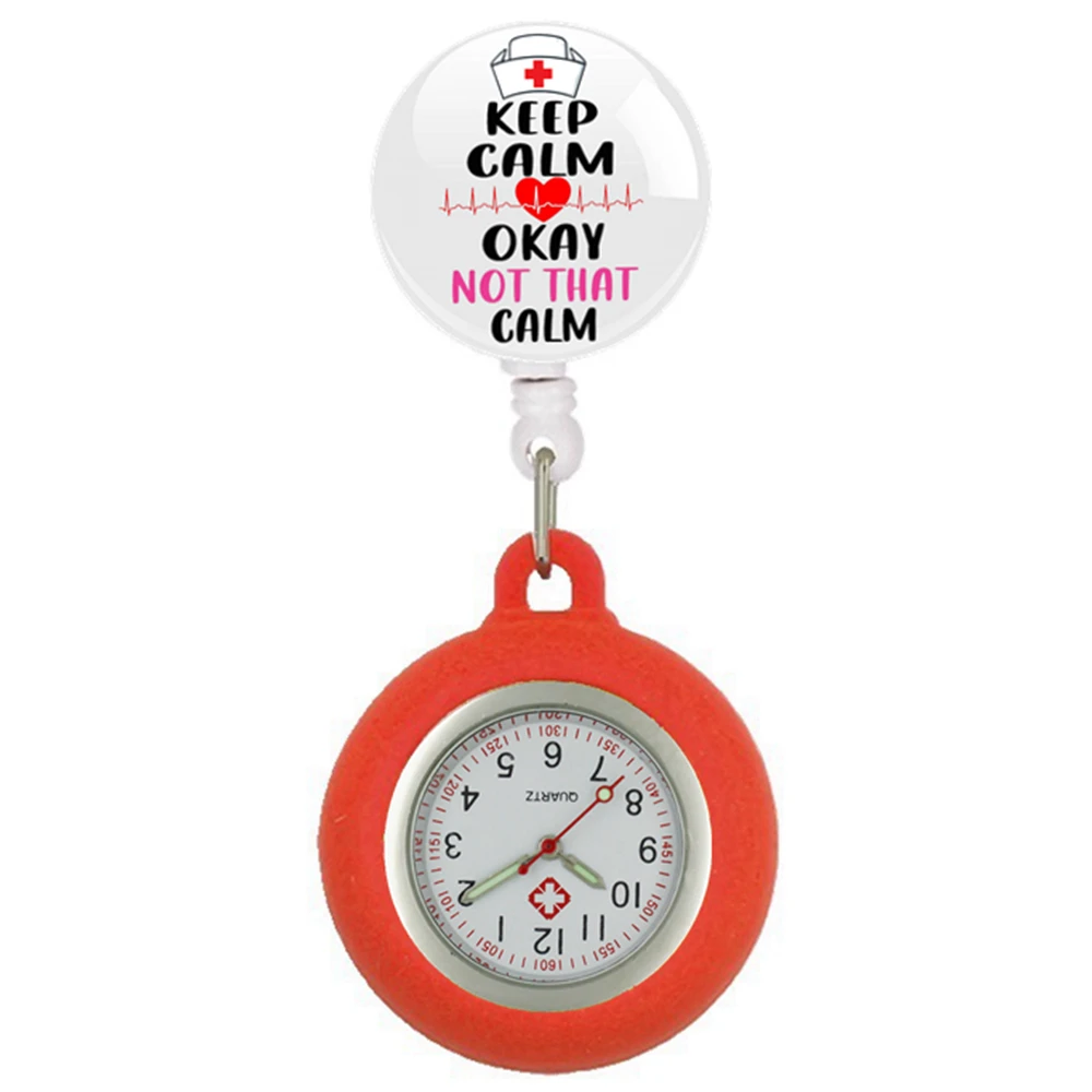Retractable Cabochons Badge Reel Clip Nursing Care Hospital Medicine Health Love Heart Nurse Doctor Hang Pocket Watches Clock
