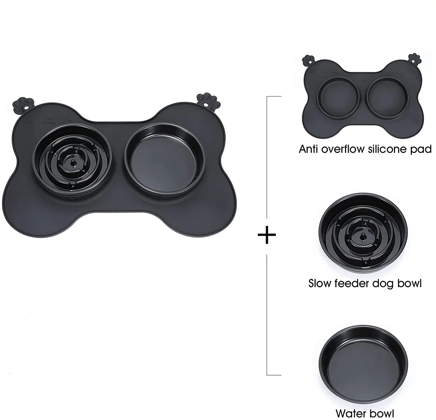 2 Pcs Slow Feeder Dog Bowls No Choking Anti-Gulping Pet Slower Food Feeding Dishes Healthy Design