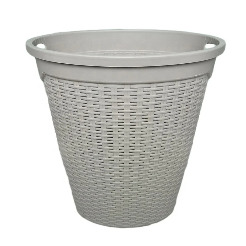 50 Liter Plastic Laundry Storage Basket Round Clothes Hamper Wicker Design