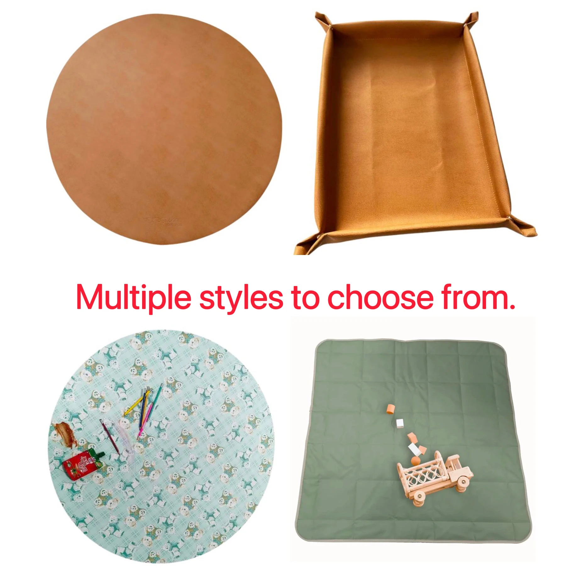 Wholesale New Design printed Leather Messy Play Mat Splat Mat Baby Carpet Toys splash mat For Under High Chair