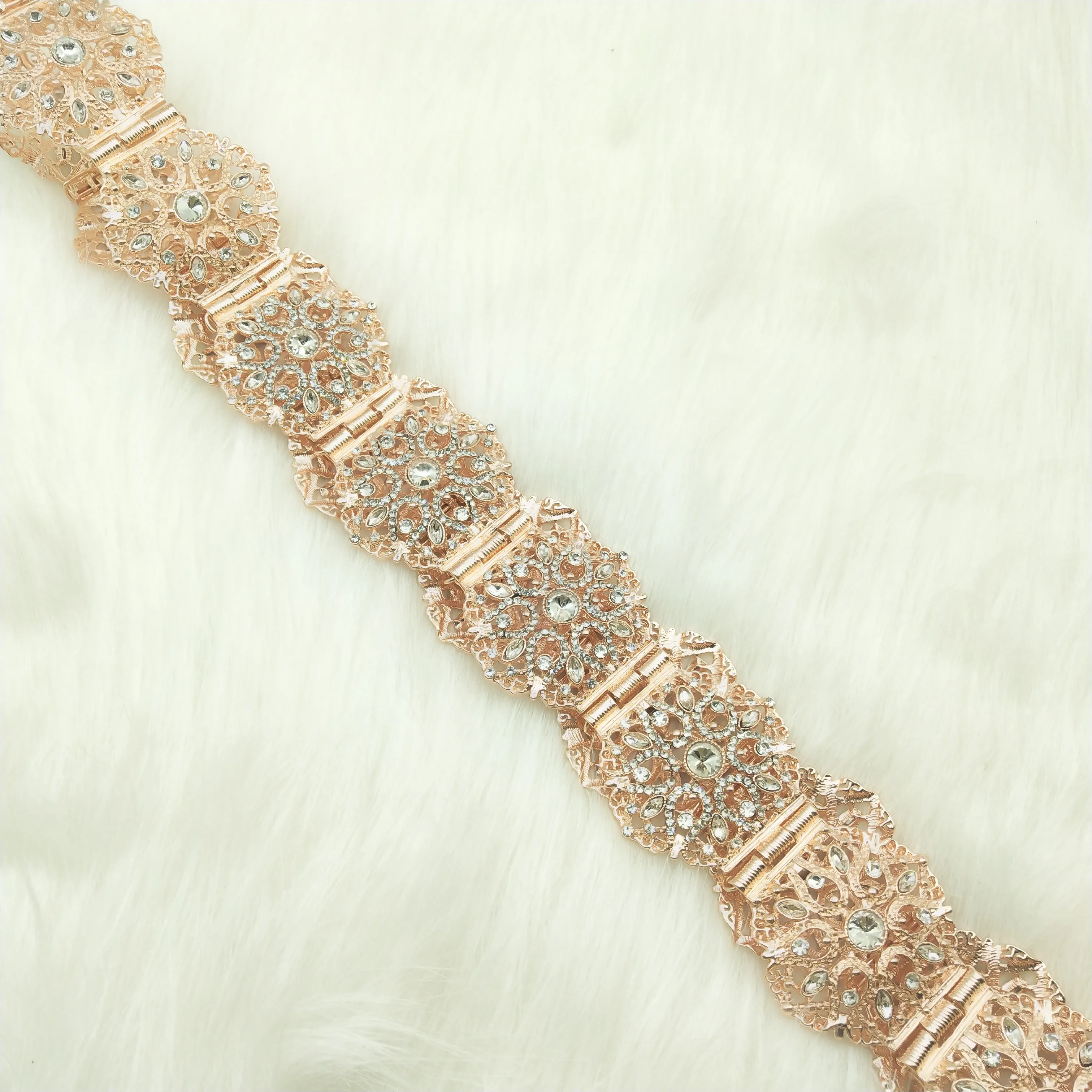 C Beautiful  flower shape hollowed out full rhinestones Algerian Moroccan belt wedding gown clothing accessories