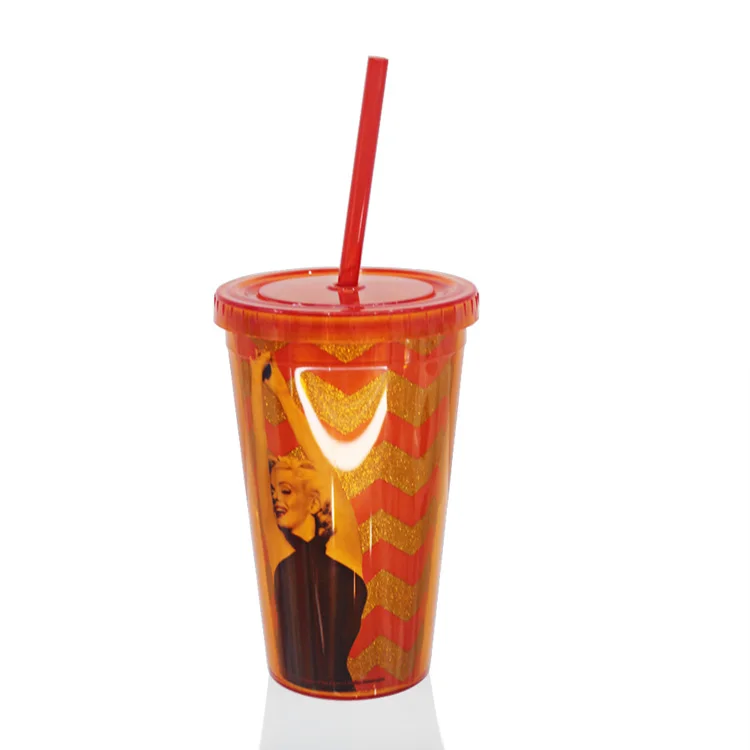 BPA Free 16oz glitter PS double wall tumbler
