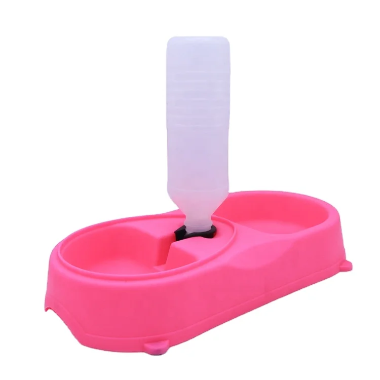 Customized Plastic Pet Feeding Bowl 500ml Automatic Cat Dog Water Bottle Dispenser Double Use Dog Food Feeder Drinker