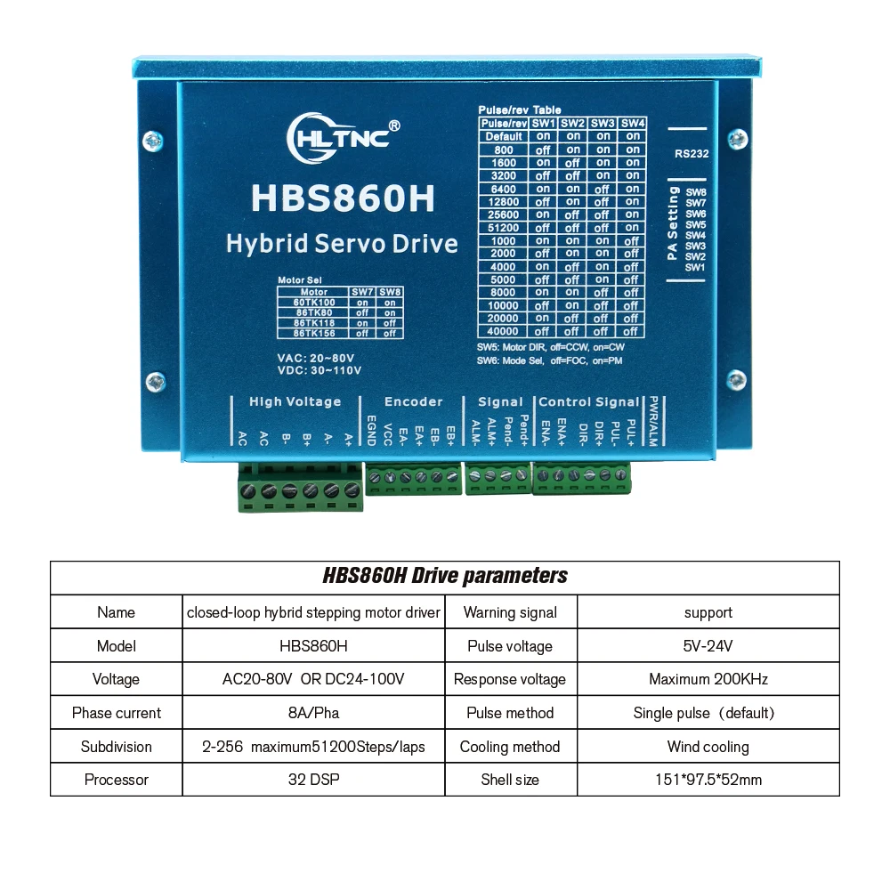UR Best price  Nema34 Closed-Loop stepper dc Motor 6A 12N.m+2-Phase & HBS86H Hybrid Step-servo Driver For CNC machine