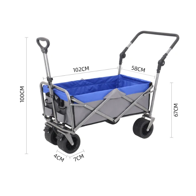 Collapsible Wagon with Wheels Foldable Wagon Carts with 80kgs Load Capacity for Groceries Sports Camping Garden Fishing