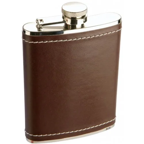 Private label outdoor leather stainless steel whiskey flasks