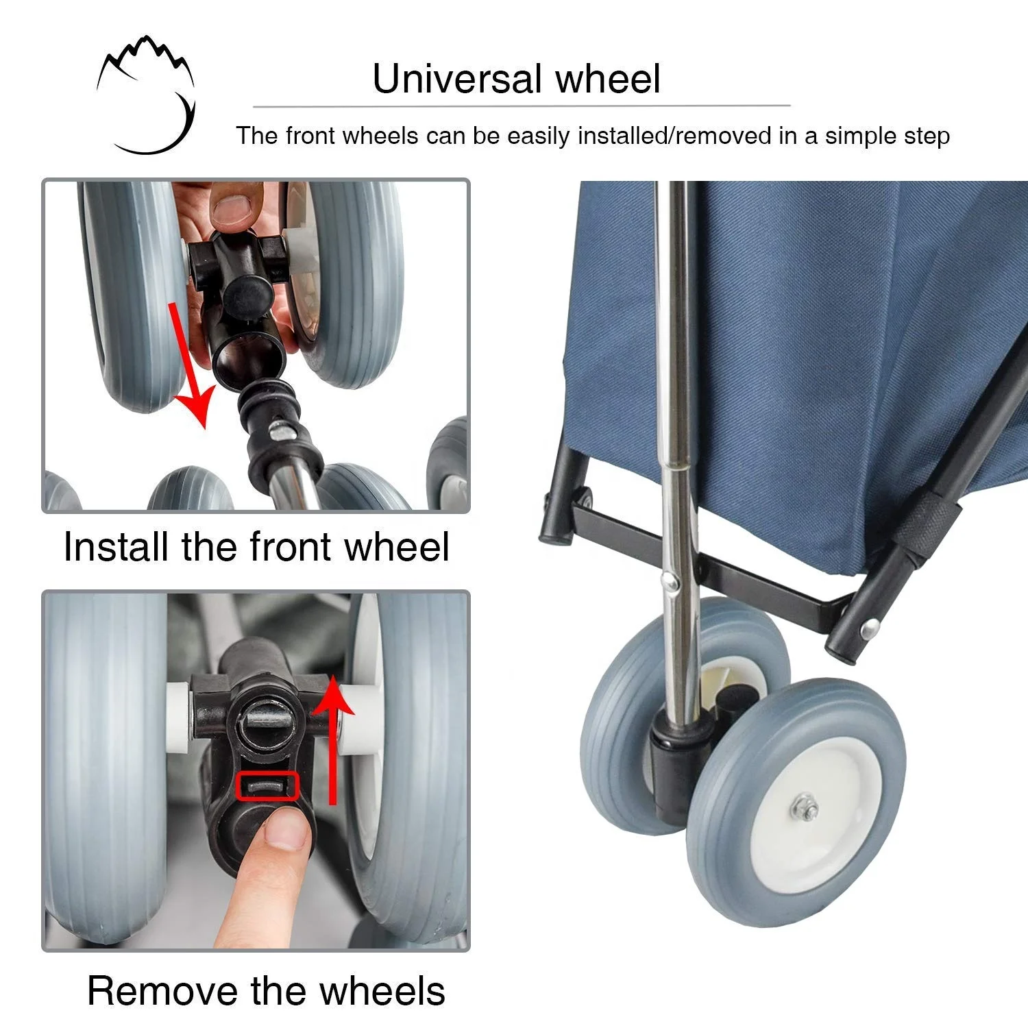 Portable  Heavy-Duty Folding Shopping Cart with Front Swivel Wheel for supermarket